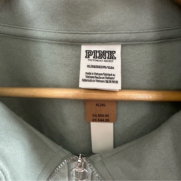 PINK Victoria's Secret Sage Mint Green Mock Neck Jacket Sweatshirt - Picture 6 of 8